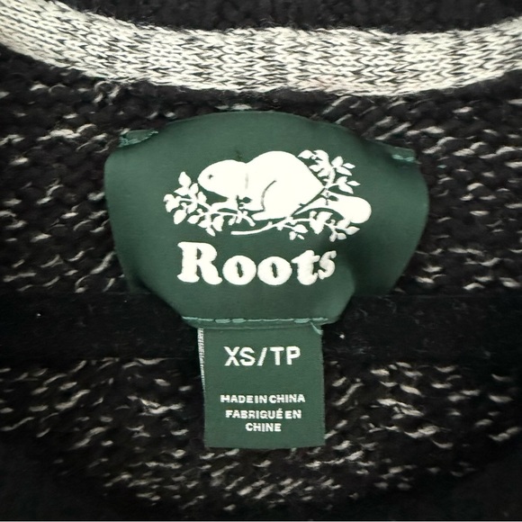 Vintage Roots black & white marled cabin crew knit sweater - Small - Picture 4 of 5